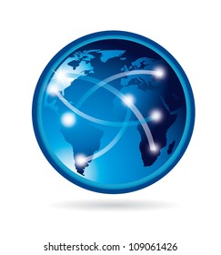 blue planet with shadow over white background. vector illustration