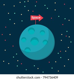 Blue planet with sign. Flat deign element