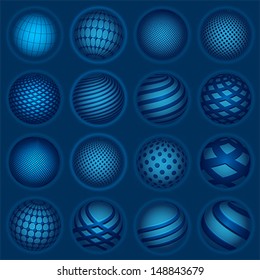 Blue planet symbols, vector
