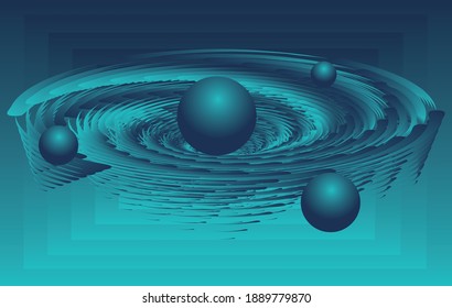 Blue planet system. Colorful abstract liquid paint background. Modern screen vector design for mobile app