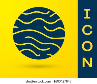 Blue Planet Venus icon isolated on yellow background.  Vector Illustration
