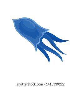 Blue plankton in the form of a jellyfish. Vector illustration on white background.