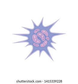 Blue plankton with sharp tentacles. Vector illustration on white background.