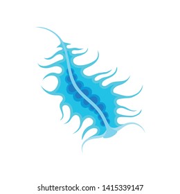 Blue plankton with tentacles. Vector illustration on white background.