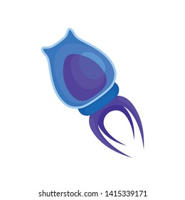 Blue plankton with a translucent body. Vector illustration on white background.