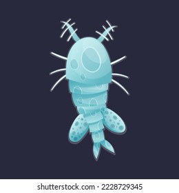 Blue Plankton Water Organism Free Floating on Dark Background Vector Illustration