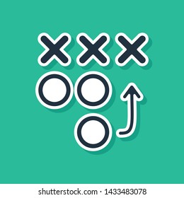 Blue Planning strategy concept icon isolated on green background. Soccer or american football cup formation and tactic.  Vector Illustration