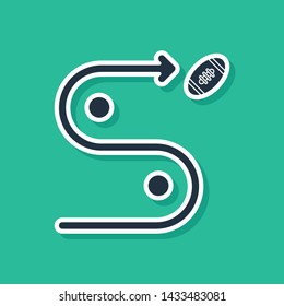 Blue Planning strategy concept icon isolated on green background. Soccer or american football cup formation and tactic.  Vector Illustration