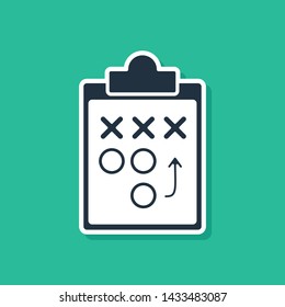 Blue Planning strategy concept icon isolated on green background. Soccer or american football cup formation and tactic.  Vector Illustration