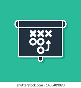 Blue Planning strategy concept icon isolated on green background. Soccer or american football cup formation and tactic.  Vector Illustration