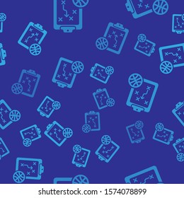 Blue Planning strategy concept icon isolated seamless pattern on blue background. Basketball cup formation and tactic.  Vector Illustration