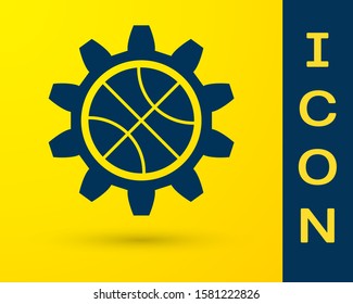 Blue Planning strategy concept icon isolated on yellow background. Basketball cup formation and tactic.  Vector Illustration