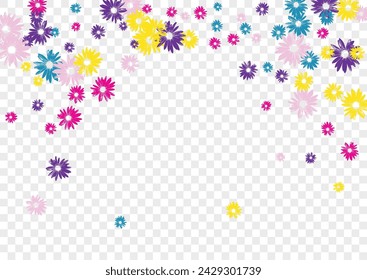 Blue Plant Background Transparent Vector. Leaf Doodle Backdrop. Bright Garden Scribble. Wild Template. Sophistication Multi-colored Flower.