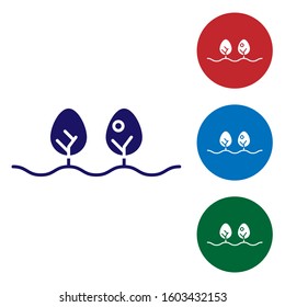Blue Plant icon isolated on white background. Set color icons in circle buttons. Vector Illustration