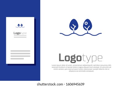 Blue Plant icon isolated on white background. Logo design template element. Vector Illustration