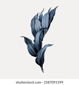 Blue plant Indian lily flower, isolated vector element. 