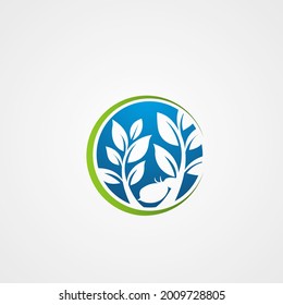 Blue Plants Leaf Circle Vector Logo