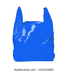 blue plastic bag realistic vector illustration isolated 