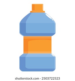 Blue plastic bottle with blank orange label for detergent or other household chemical