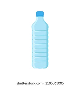 Blue plastic bottle for drinking water. Small container for storage liquids