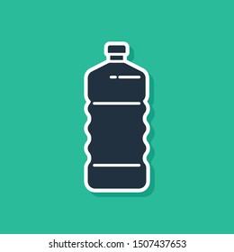Blue Plastic bottle icon isolated on green background.  Vector Illustration