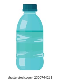Blaue Plastikflasche mit gereinigtem Trinkwasser Symbol einzeln
