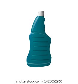 Blue plastic bottle with white cap. Detergent in the container. Vector illustration.