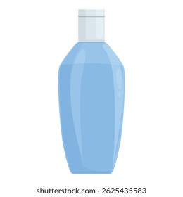 Blue plastic bottle with white cap for shampoo or other cosmetics products is standing on white background