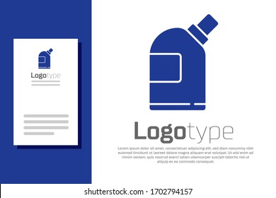 Blue Plastic bottles for laundry detergent, bleach, dishwashing liquid or another cleaning agent icon isolated on white background. Logo design template element. Vector Illustration