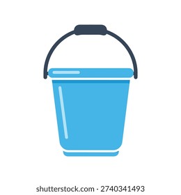 A blue plastic bucket with a black handle