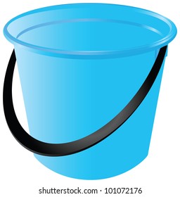 A blue plastic bucket for children to play, or household purposes. vector illustration.