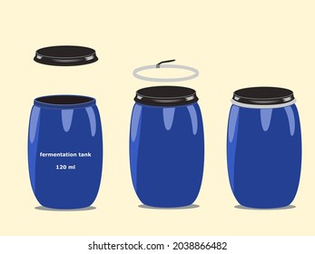Blue Plastic Bucket For Fermentation.