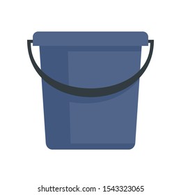 Blue plastic bucket flat icon. Vector blue bucket in flat style isolated on white background. Element for web, game and advertising