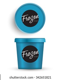Blue Plastic Bucket : Ice cream or Yogurt Container : Vector Illustration