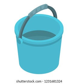Blue plastic bucket icon. Isometric of blue plastic bucket vector icon for web design isolated on white background