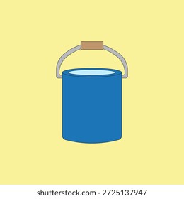 Balde de plástico azul com ilustração de vetor de água