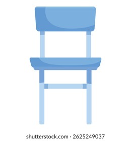 Blue plastic chair standing on white background, minimalist furniture for waiting room or hospital