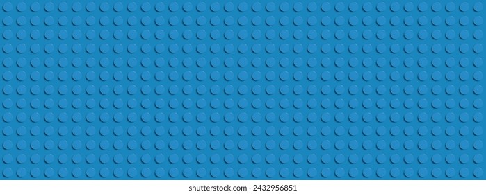 Blue plastic construction plate with black circles, geometric circle blue wallpaper, seamless modern design abstract background, closeup plastic toy block, abstract 3d round spheres