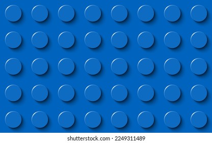 Blue plastic construction plate. Closeup plastic toy block. Abstract vector background. Seamless modern design