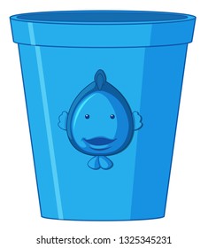 Ilustración de un contenedor de plástico azul
