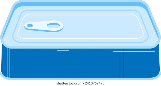 Blue plastic container with transparent lid. Simple food storage solution, tidy pantry organizer vector illustration.