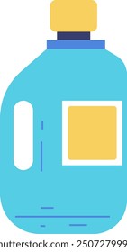 a blue plastic container with a yellow lid and a yellow label