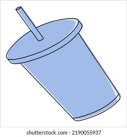 Blue Plastic Cup Vector With White Background