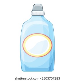 Blue plastic detergent bottle with blank label for laundry isolated on white background