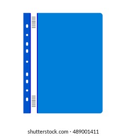 Blue plastic folder illustration on the white background. Vector illustration