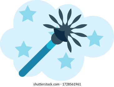 Blue Plastic Handle Lavatory Brush Concept, Restroom Cleaning Equipment Vector Flat Icon Design, Toilet Accessories on Bubble Sud background
