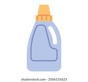 Blue plastic laundry detergent bottle with a yellow cap, featuring an ergonomic handle and curved design. Ideal for household use, displayed on a clean white background for product marketing.