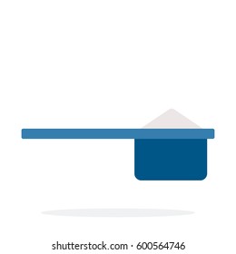 Blue plastic measuring spoon for protein vector flat material design isolated on white