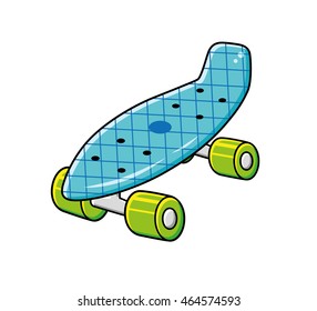 Blue plastic penny skateboard isolated.