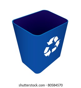 Blue plastic recycle waste can or bin